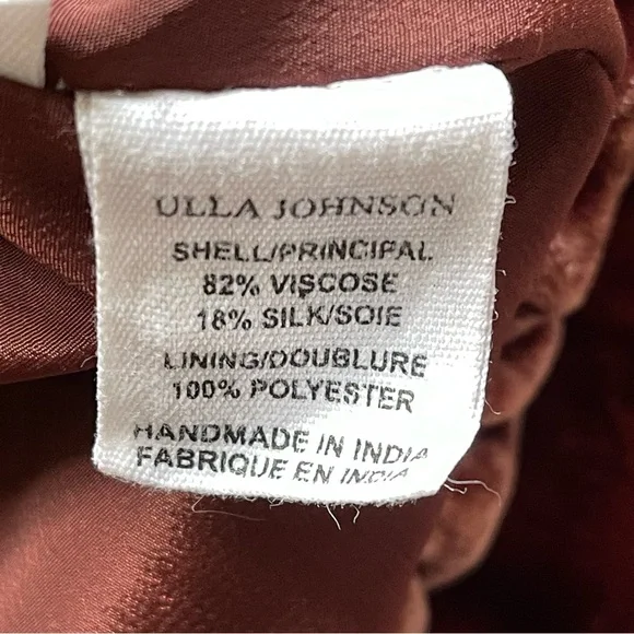 Ulla Johnson Elisa One Shoulder Bow Velvet Midi Dress Puce Dark Cherry Red Sz 4 - Picture 11 of 14